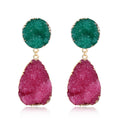 Gold Tone Double Crystal Cluster Teardrop Drop Earrings in Two Colors view 1