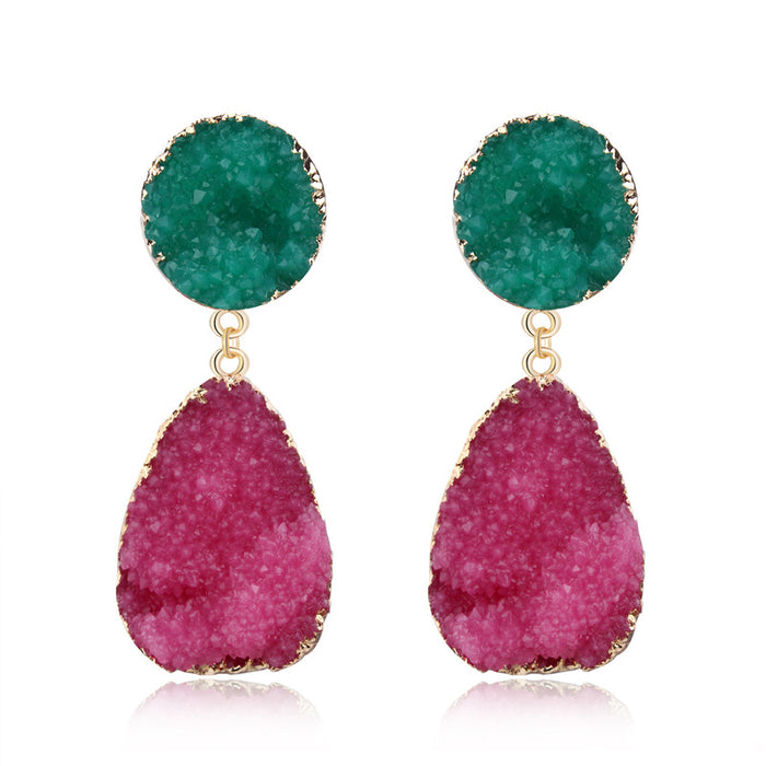 Gold Tone Double Crystal Cluster Teardrop Drop Earrings in Two Colors