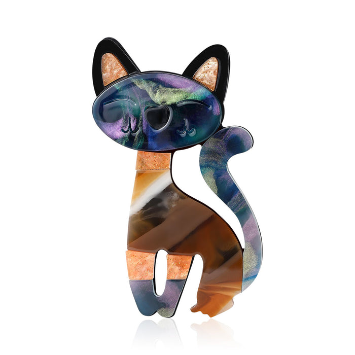 Acrylic Cat Animal Brooch Pin For Women's Clothing Accessories