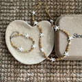 Vacation Style Stainless Steel Starfish Beaded Braided Necklace Bracelet Jewelry Set view 2