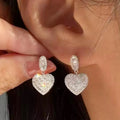 Sparkling Heart Geometric Drop Earrings For Valentine's Gift, Princess Luxury Jewelry view 1
