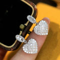 Sparkling Heart Geometric Drop Earrings For Valentine's Gift, Princess Luxury Jewelry view 3
