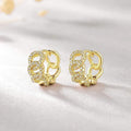 Metal Hollow Micro Paved Zircon Ear Cuff Earrings With Shiny Hoop Design Fashion Jewelry view 2
