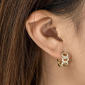 Metal Hollow Micro Paved Zircon Ear Cuff Earrings With Shiny Hoop Design Fashion Jewelry view 3