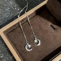 Women's Star Moon Tassel Stud Earrings, Long Bar Chain Sweet Design Fashion Accessories view 2