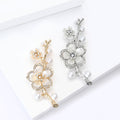 Alloy Pearl Rhinestone Peach Blossom Brooch Pin For Suits view 2