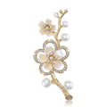 Alloy Pearl Rhinestone Peach Blossom Brooch Pin For Suits view 1