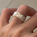 Handmade Glass Rice Bead Ring Minimalist Vintage Geometric Square Designer Jewelry view 2