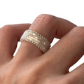 Handmade Glass Rice Bead Ring Minimalist Vintage Geometric Square Designer Jewelry view 5