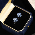 Elegant Icy Blue Four Leaf Clover Flower Rhinestone Alloy Hoop Studs Small Daily Commuter Earrings view 3