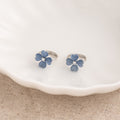 Elegant Icy Blue Four Leaf Clover Flower Rhinestone Alloy Hoop Studs Small Daily Commuter Earrings view 4