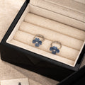 Elegant Icy Blue Four Leaf Clover Flower Rhinestone Alloy Hoop Studs Small Daily Commuter Earrings view 2