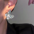 Light Luxury Copper Zircon Butterfly Stud Earrings Elegant Designer Insect Ear Jewelry view 3