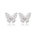 Light Luxury Copper Zircon Butterfly Stud Earrings Elegant Designer Insect Ear Jewelry view 5