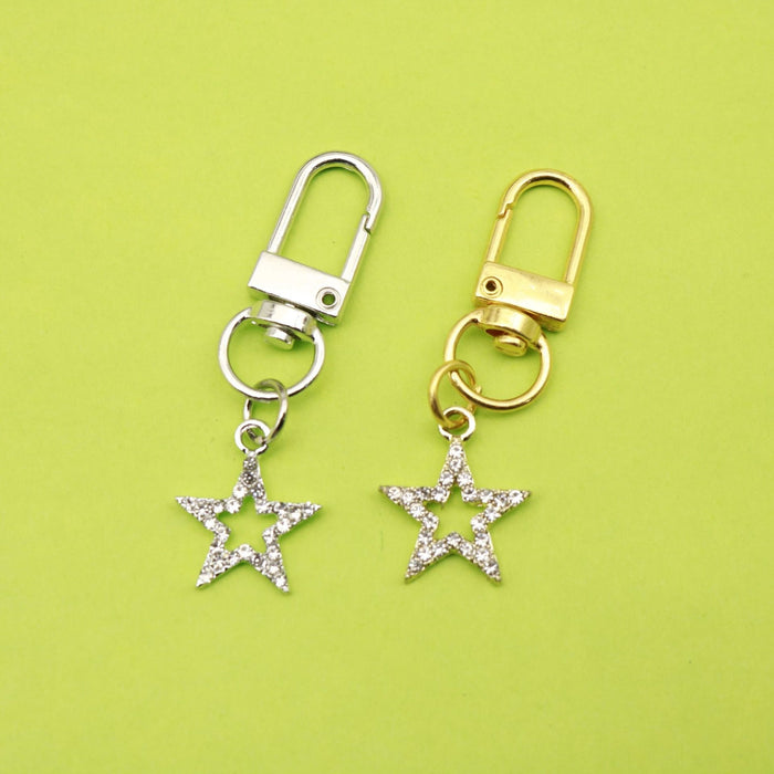 Alloy Rhinestone Five Point Star Keychain Party Gift