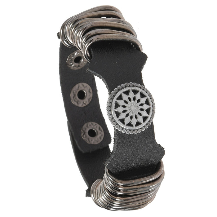 European Punk Street Style Adjustable Cowhide Leather Bracelet Vintage Unisex Wristband