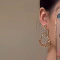 Rhinestone Hollow Teardrop Alloy Stud Earrings For Women Light Luxury Geometric Jewelry view 2