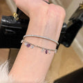 Copper Zircon Teardrop Tassel Bangle Colorful Sparkle Galaxy Luxury Bracelet For Women view 2