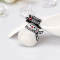 Black Silver Tone Christmas Snowman Two Designs Metal Brooch Pin view 4