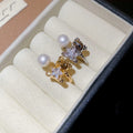 Cute Bear Star Open Ring With Faux Pearl And Zircon Light Luxury Adjustable Finger Jewelry view 4