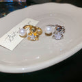 Cute Bear Star Open Ring With Faux Pearl And Zircon Light Luxury Adjustable Finger Jewelry view 2