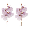 2026 Resort Style Fabric Flower Mesh Tassel Drop Earrings With Silver Needle Sweet Floral Design view 5
