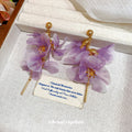 2026 Resort Style Fabric Flower Mesh Tassel Drop Earrings With Silver Needle Sweet Floral Design view 4