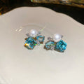 Light Luxury Geometric Square Faux Pearl Rhinestone Stud Earrings With Silver Posts view 4