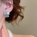Light Luxury Geometric Square Faux Pearl Rhinestone Stud Earrings With Silver Posts view 3