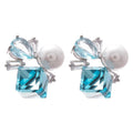 Light Luxury Geometric Square Faux Pearl Rhinestone Stud Earrings With Silver Posts view 5