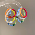 Colorful Dopamine Natural Stone Beaded Stud Earrings For Women Geometric Round Light Luxury Style view 1