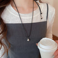 Silver Hollow Flower Black Cord Adjustable Choker Necklace Korean Minimalist Round Geometric Jewelry view 3