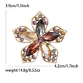 Metal Rhinestone Hollow Five Petal Flower Brooch For Elegant Outfits view 5