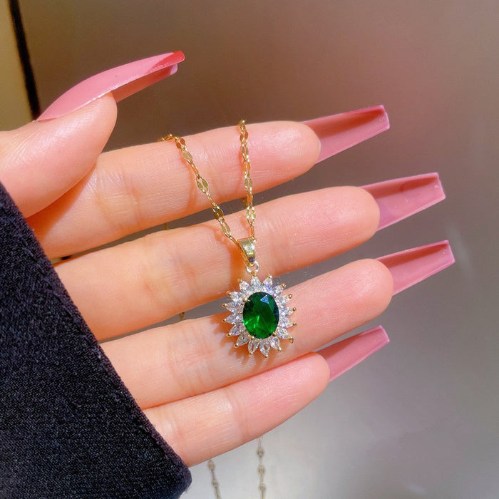 Luxury Sunflower Geometric Choker Necklace For Women, Elegant Light Luxury Niche Jewelry