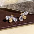 Bee Stud Earrings For Women, Water Drop Design Cute Elegant Fashion Jewelry view 2