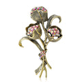 Alloy Rhinestone Rose Bouquet Brooch Pin For Women Apparel Decoration view 1