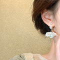 Chic Korean French Pearl Flower Stud Earrings With Silver Pins, Convertible Forest Style view 3
