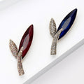Alloy Rhinestone Leaf Brooch Pin For Elegant Apparel Decoration view 3