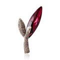 Alloy Rhinestone Leaf Brooch Pin For Elegant Apparel Decoration view 1
