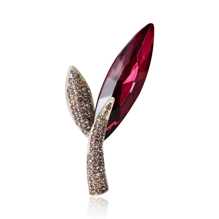 Alloy Rhinestone Leaf Brooch Pin For Elegant Apparel Decoration