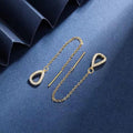 Long Tassel Water Drop Chain Stud Earrings, Minimal Fashion Micro Paved Zircon Jewelry view 3