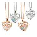 Mom Heart Pendant Necklaces in Four Colorways Polished Metal Jewelry view 1