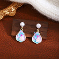 French Vintage Enamel 3D Flower Heart Pearl Dangle Earrings Sweet Garden Style Stud Earrings view 4