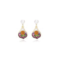 French Vintage Enamel 3D Flower Heart Pearl Dangle Earrings Sweet Garden Style Stud Earrings view 5