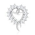 Alloy Hollow Pearl Heart Brooch For Clothing Closure And Decoration view 2