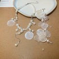 French Elegant Faux Pearl Shell Tassel Pendant Necklace Light Luxury Geometric Round Collarbone Jewelry view 2