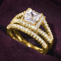 Korean Elegant Square Geometric Couple Rings For Wedding Evening Dress Jewelry view 2