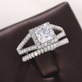 Korean Elegant Square Geometric Couple Rings For Wedding Evening Dress Jewelry view 3
