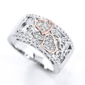 Two Tone Plated Rose Gold Heart Ring For Women, Sweet Fashion Zircon Heart Shape Jewelry view 2