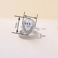 Three Piece Water Drop Ring Set For Women, Geometric Zircon Inlaid Light Luxury Jewelry view 4